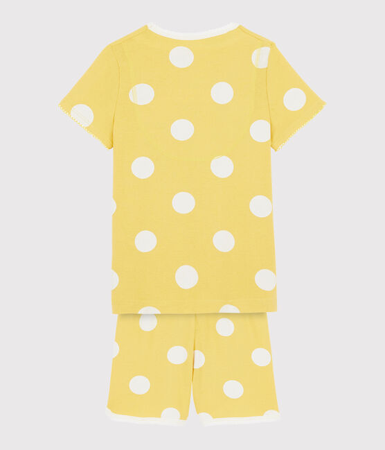 Children's Polka Dot Ribbed Short Pyjamas BLE yellow/ECUME white
