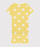 Children's Polka Dot Ribbed Short Pyjamas BLE yellow/ECUME white