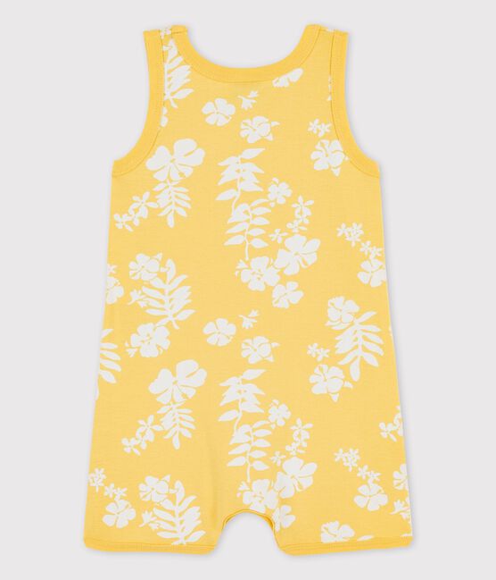 Babies' Hawaiian Themed Cotton Playsuit ORGE yellow/MARSHMALLOW white