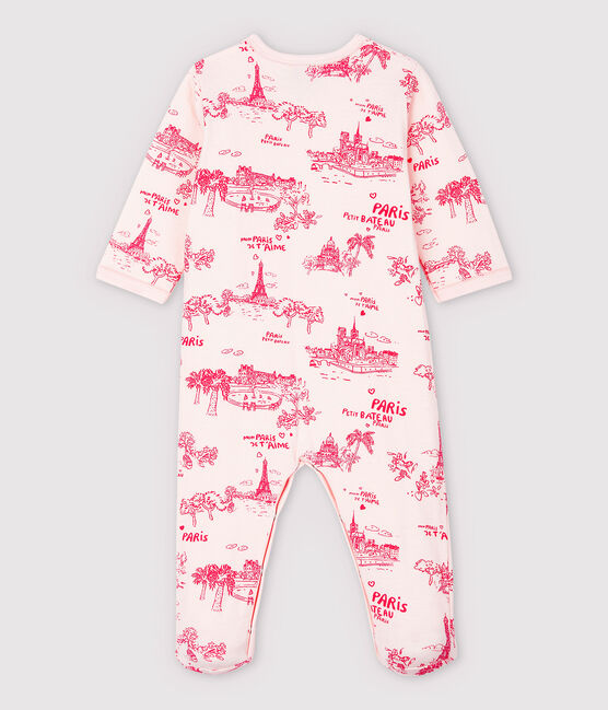Baby Girls' Toile de Jouy Paris Tube Knit Sleepsuit FLEUR pink/GROSEILLER pink