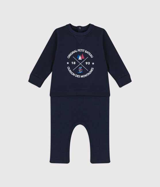 Babies' Cotton Jumpsuit. SMOKING blue