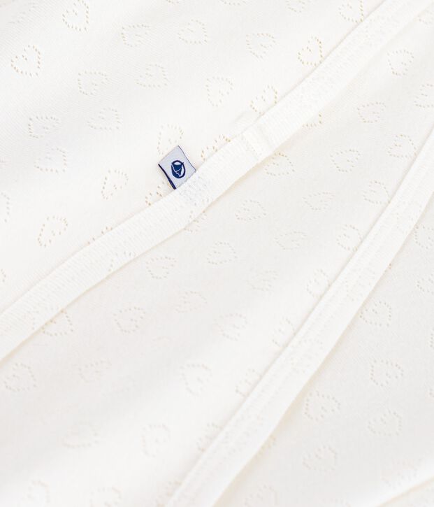 Lightweight baby blanket in openwork cotton, plain, heart white
