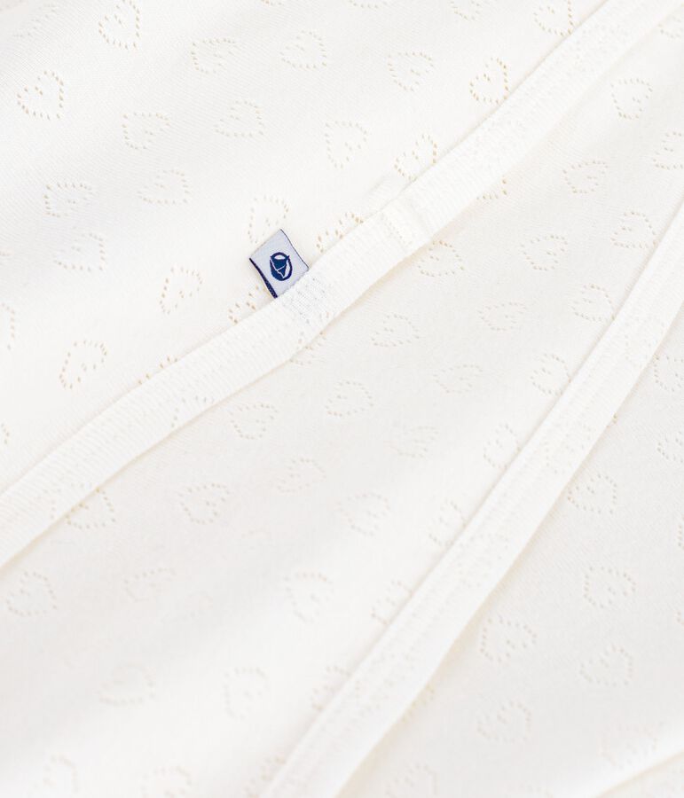 Lightweight baby blanket in openwork cotton, plain, heart white