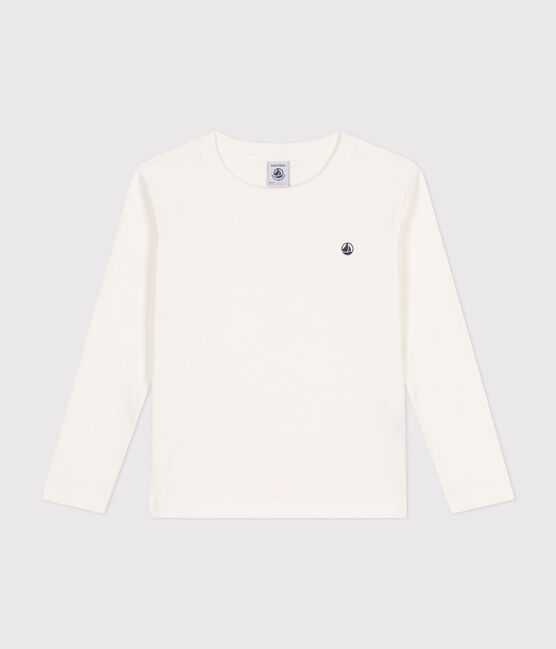 Children's long-sleeved rib knit unisex t-shirt MARSHMALLOW white