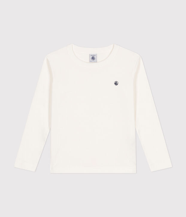 Children's long-sleeved rib knit unisex t-shirt white