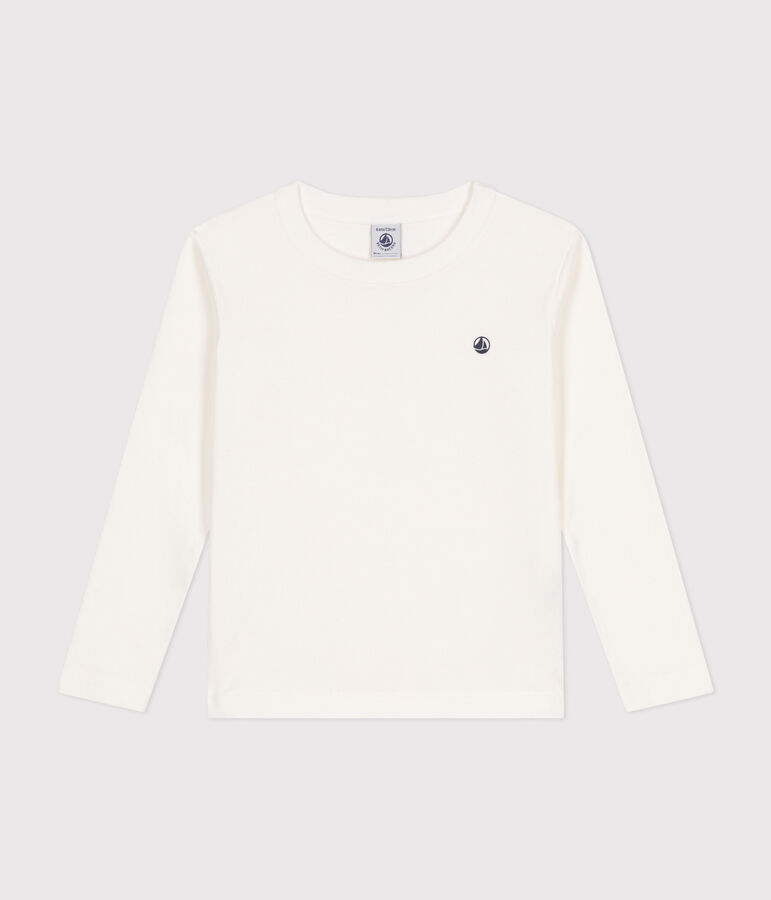 Children's long-sleeved rib knit unisex t-shirt white