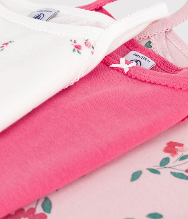 Pack of strappy floral-print cotton vests multicolor