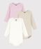 Pack of plain cotton long-sleeved baby bodies multicolor