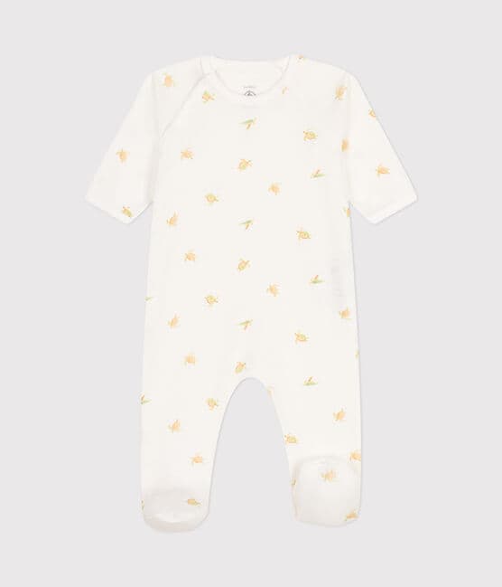 Babies' Cotton Pyjamas MARSHMALLOW white/MULTICO white
