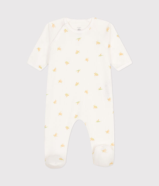 Babies' Cotton Pyjamas MARSHMALLOW white/MULTICO white