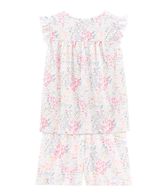 Girls' Ribbed Cropped Pyjamas MARSHMALLOW white/MULTICO white