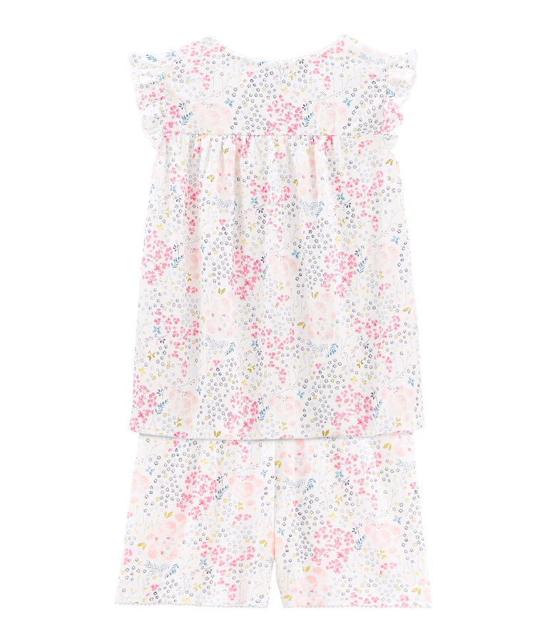 Girls' Ribbed Cropped Pyjamas white/multicolor