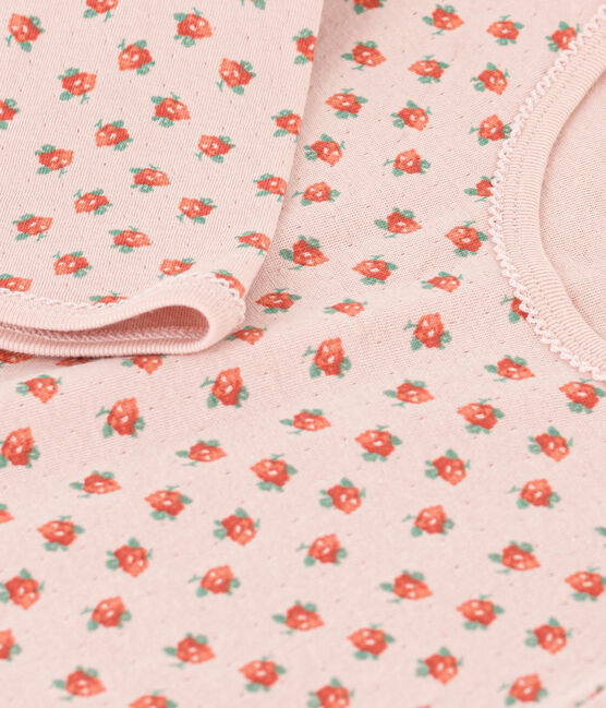 Girls' Tube Knit Cotton Nightdress SALINE pink/MULTICO white