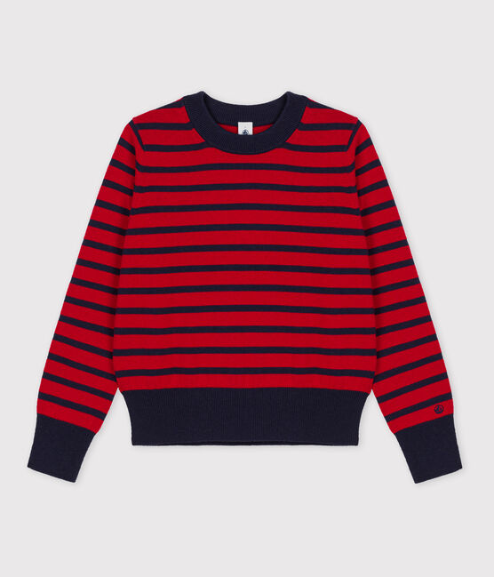 Women's' Cotton/Wool Breton Pullover TERKUIT red/SMOKING