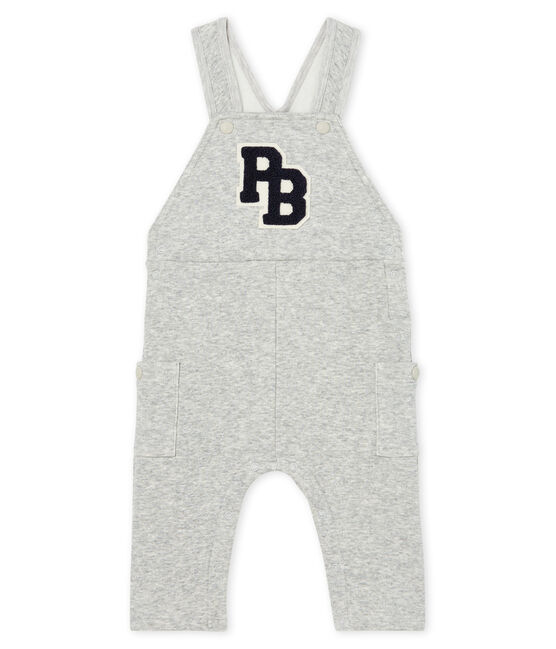 Baby Boys' Long Dungarees in Velour Knit BELUGA CHINE grey