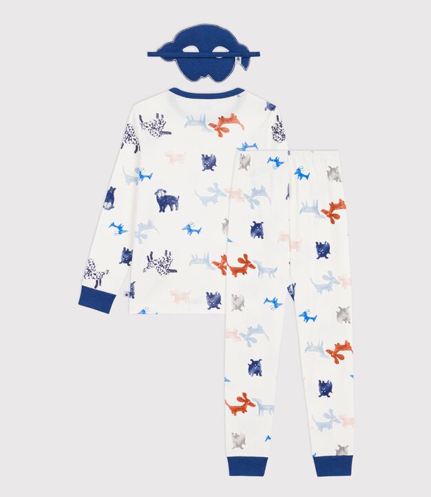 Children's dog print cotton fancy dress pyjamas white/multicolor