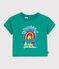 Babies' short-sleeved cotton T-shirt with a seagull motif GREENY green