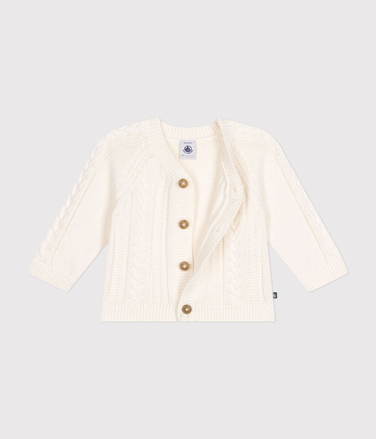 Babies' cotton cardigan MARSHMALLOW white