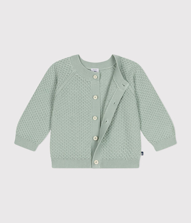 Babies' Knitted Cotton Cardigan green