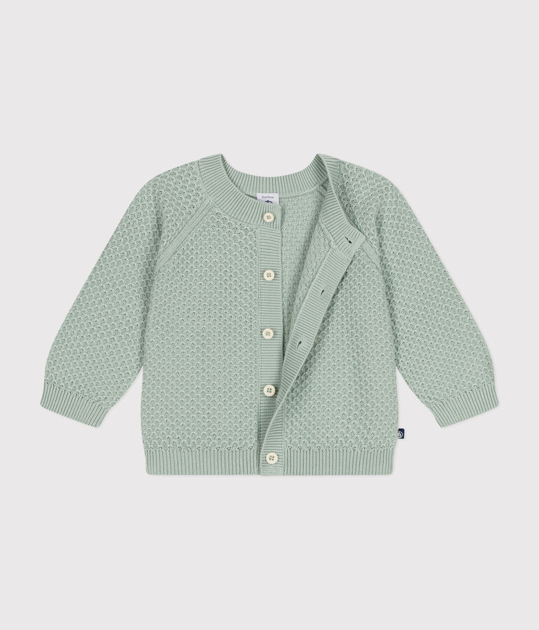 Babies' Knitted Cotton Cardigan green