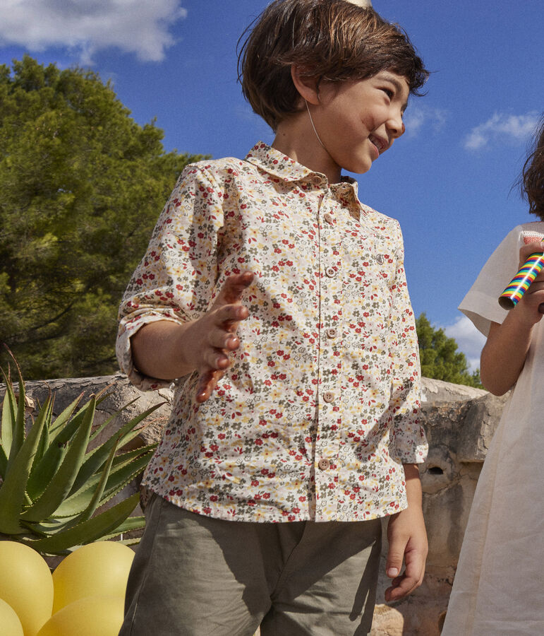 Boys' Poplin Print Shirt Ecru/multicolor