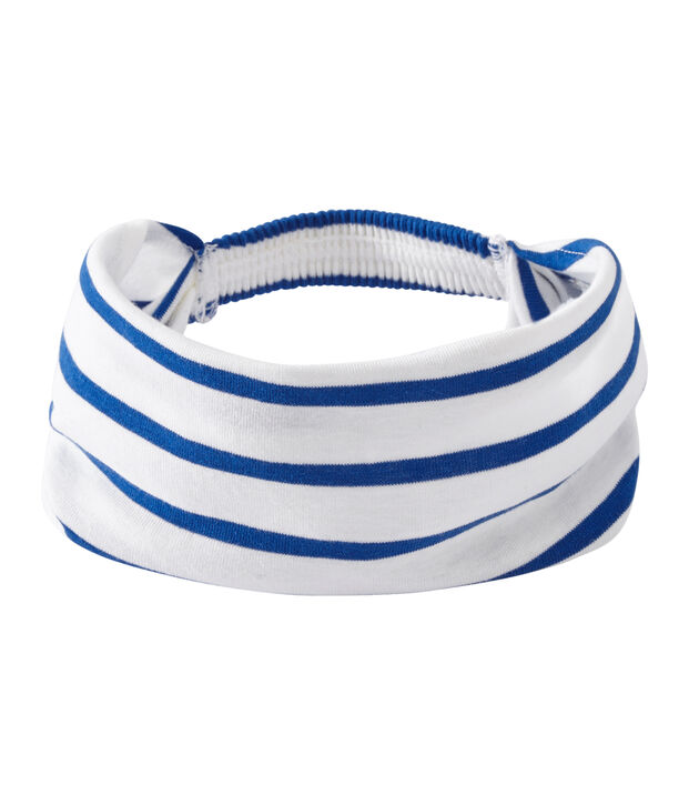 Girl's striped headscarf white/blue