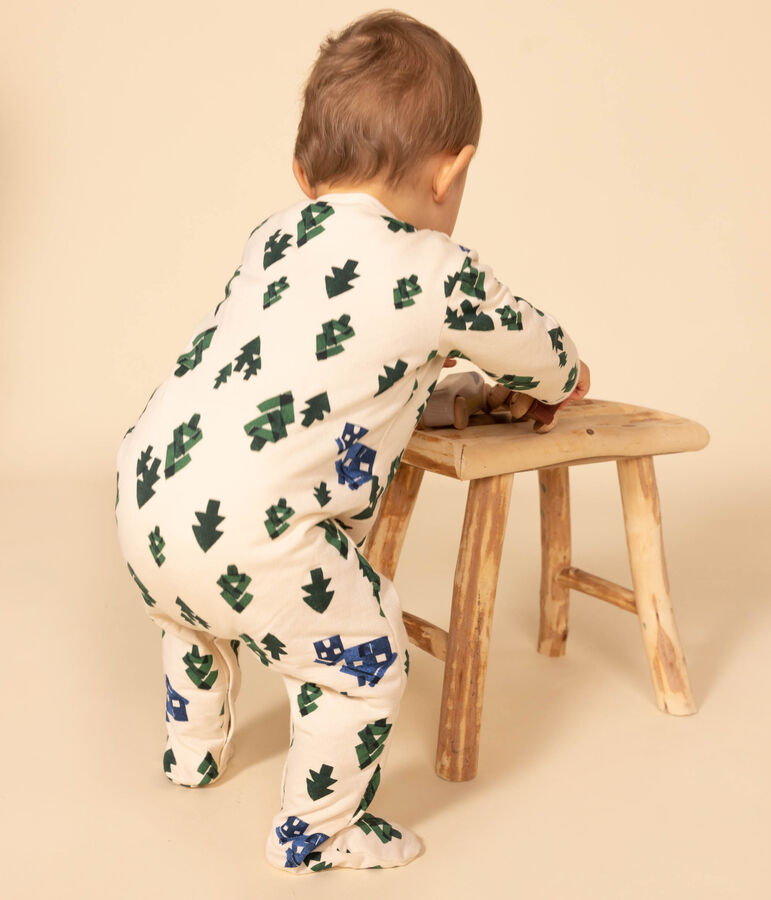 Babies' Tree Patterned Fleece Pyjamas Ecru/multicolor