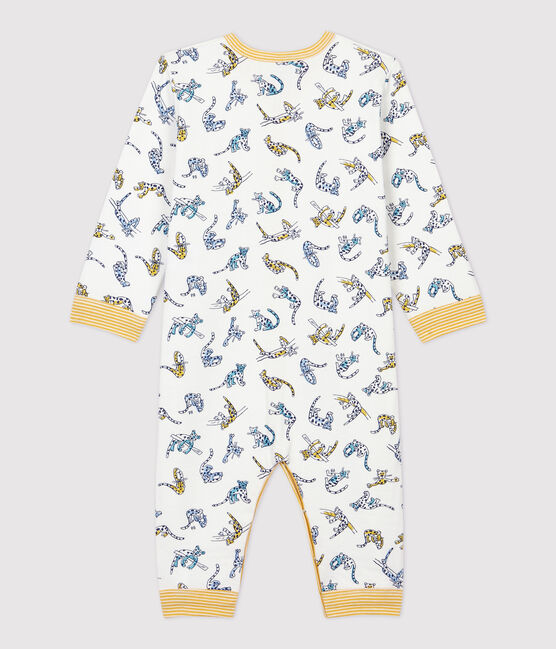Babies' Footless Panther Patterned Cotton Sleepsuit MARSHMALLOW white/MULTICO white