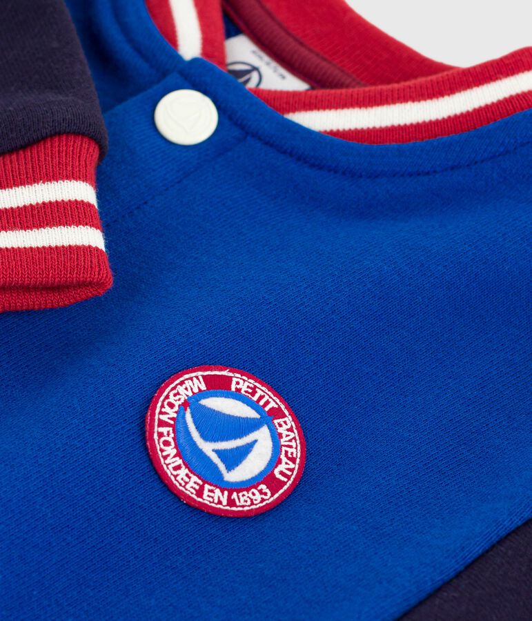 Babies' varsity-style cotton jacket in two colours OLYMPIC blue/SOIR