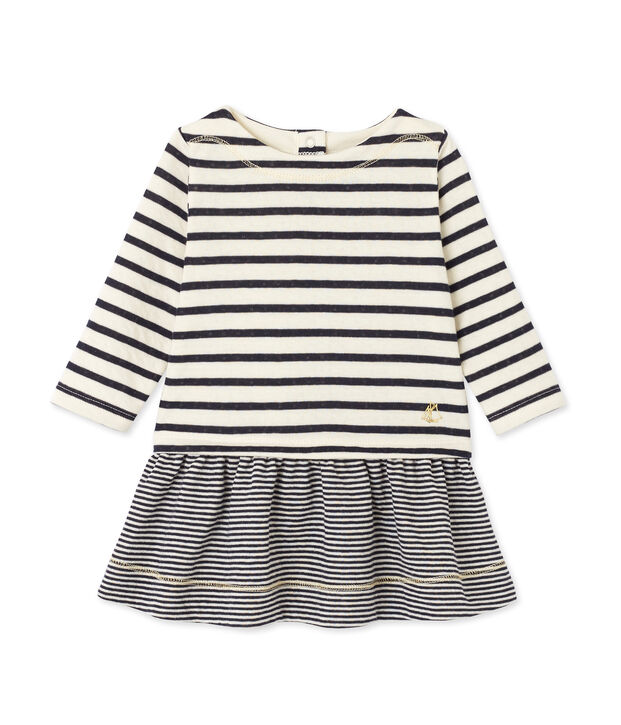 Baby girl's striped dress white/blue