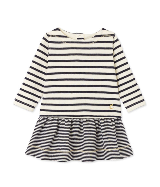 Baby girl's striped dress COQUILLE beige/SMOKING blue