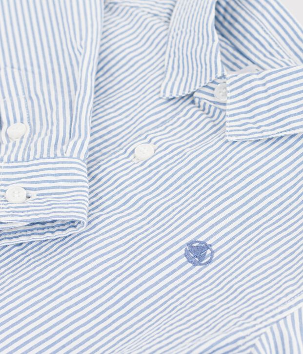 Children's stripy cotton shirt blue/blue