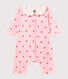 Baby girls' footless bodyjama in printed 1x1 rib knit