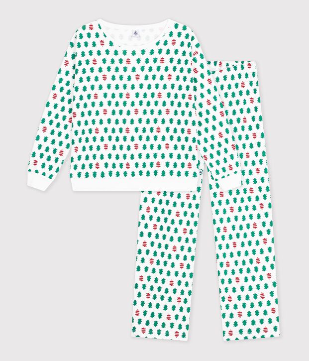 Women's fir tree print cotton pyjamas white/multicolor