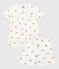 Girls' Crab Themed Cotton Short Pyjamas MARSHMALLOW white/MULTICO white