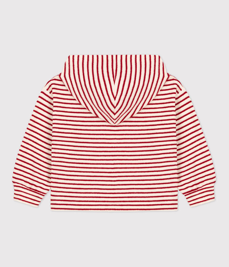 Unisex Stripy Hooded Sweatshirt Ecru/red