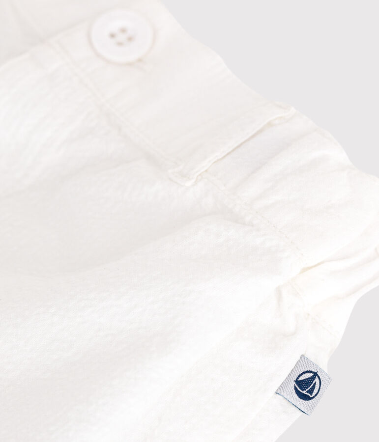 Babies' stripy seersucker shorts white