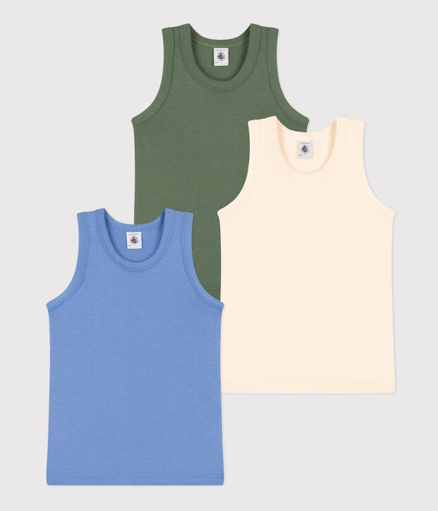 Children's Plain Cotton Vest Tops - 3-Pack multicolor