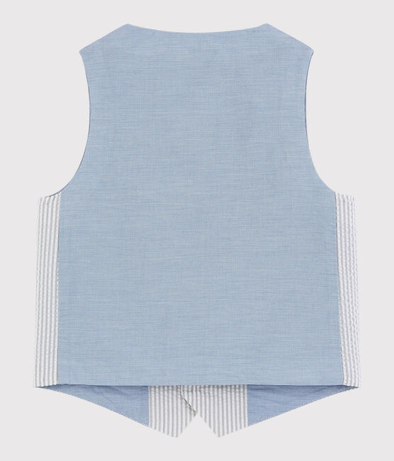 Boys' Seersucker Waistcoat GRIS grey/MARSHMALLOW white