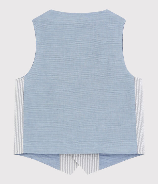 Boys' Seersucker Waistcoat grey/white