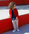 Baby girls' cardigan in quilted tube knit TERKUIT red
