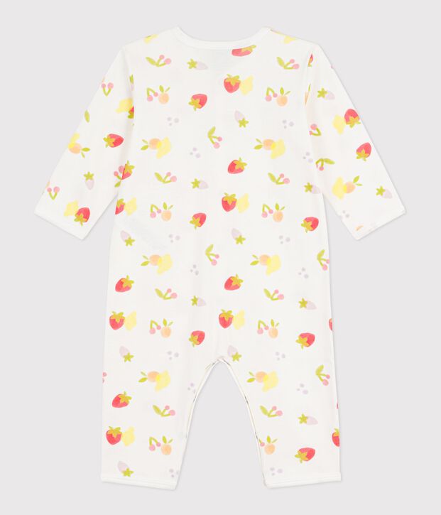 Babies' footless fruit print cotton pyjama suit white/multicolor