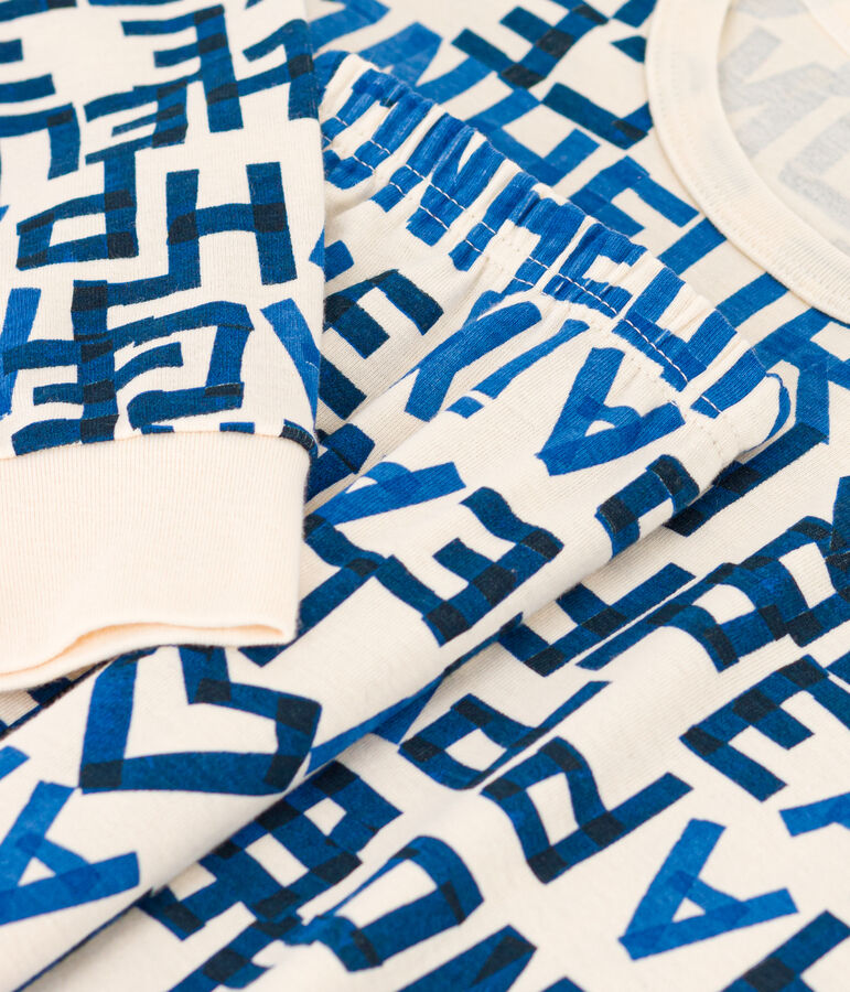 Boys' Blue Words Cotton Pyjamas Ecru/multicolor