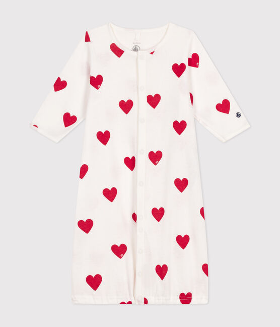 Babies' Heart Design Cotton Jumpsuit/Sleeping Bag MARSHMALLOW white/TERKUIT red