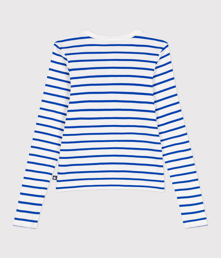Women's plain cotton cardigan white/blue