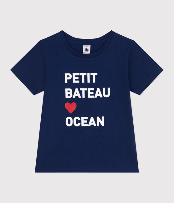 Children's printed unisex short-sleeved cotton T-shirt MEDIEVAL blue