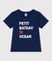 Children's printed unisex short-sleeved cotton T-shirt MEDIEVAL blue