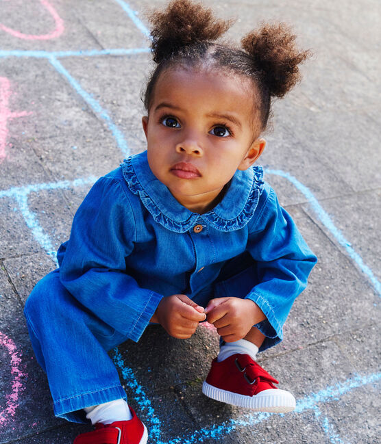 Babies' lightweight denim blouse DENIM CLAIR blue