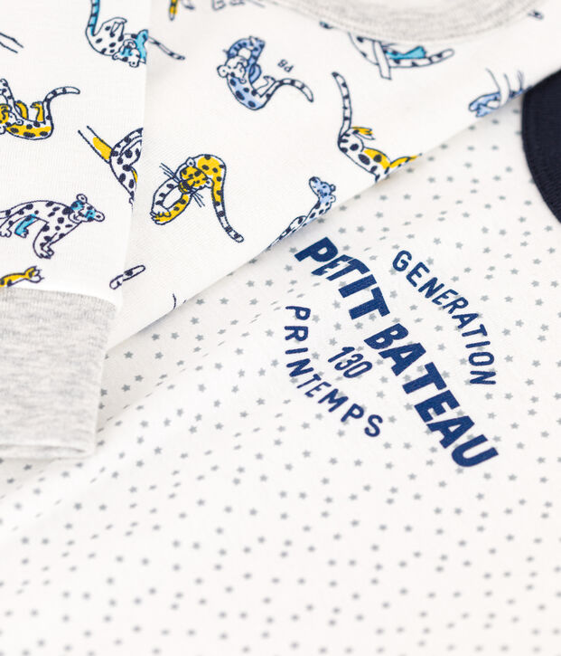 Children's Unisex Star and Feline Cotton Pyjamas 2-Pack multicolor