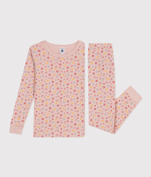 Children's Pyjamas in Floral Print Cotton pink/white